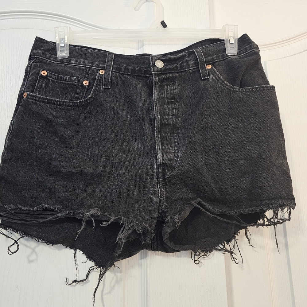 Levi’s 501 Black Button Down Jean Shorts Waist 34